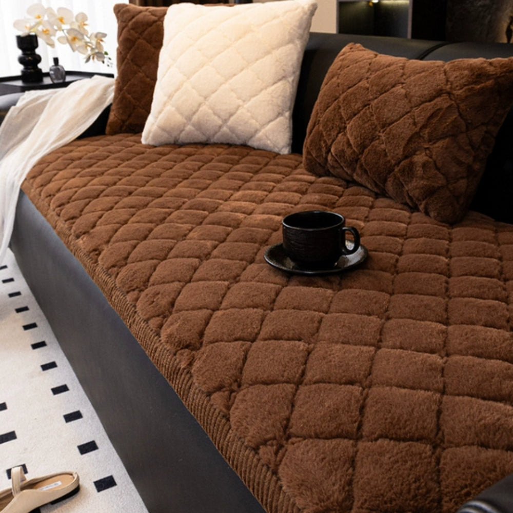 Plush Microfiber Sofa Cover - Stylish, Non-Slip Protection for Couch 3