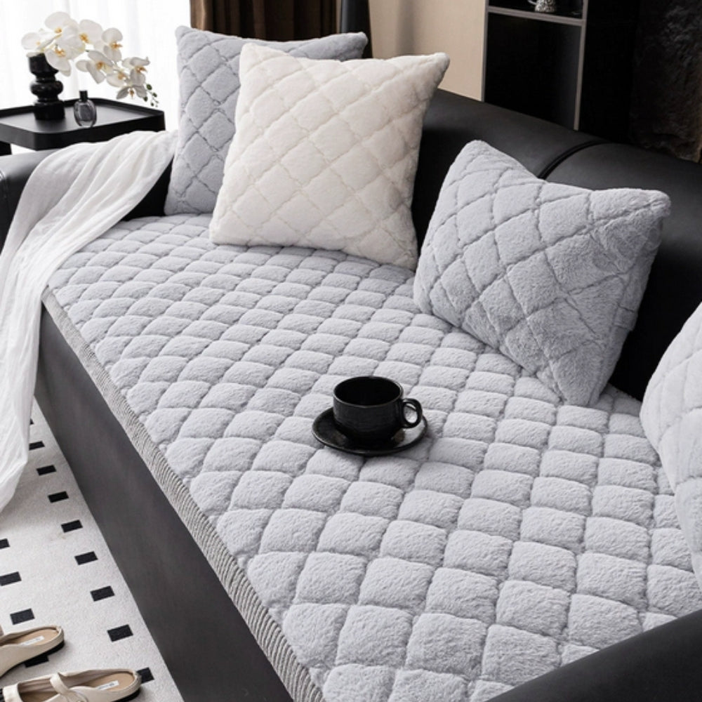 Plush Microfiber Sofa Cover - Stylish, Non-Slip Protection for Couch 4