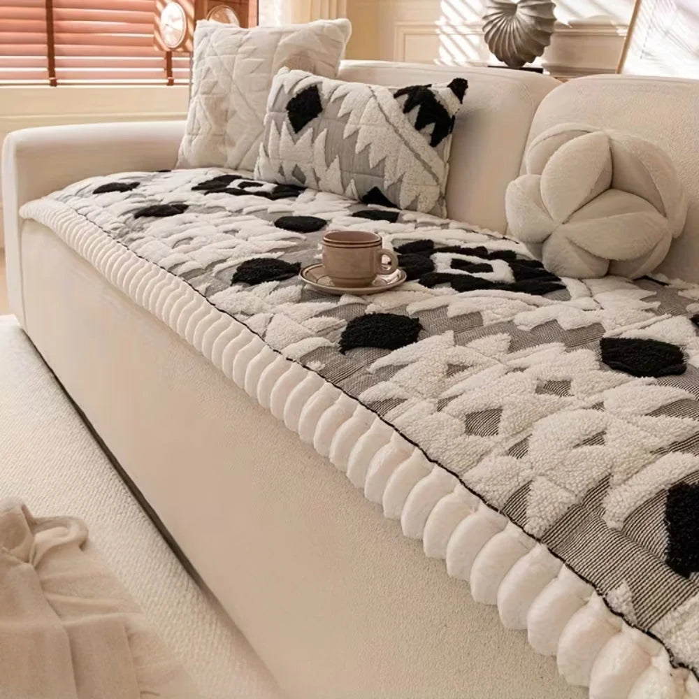 Plush Quilted Sofa Cover with Anti-Slip Backing for Dogs - Soft Microfiber Slipcover for Year-Round Comfort and Protection 1