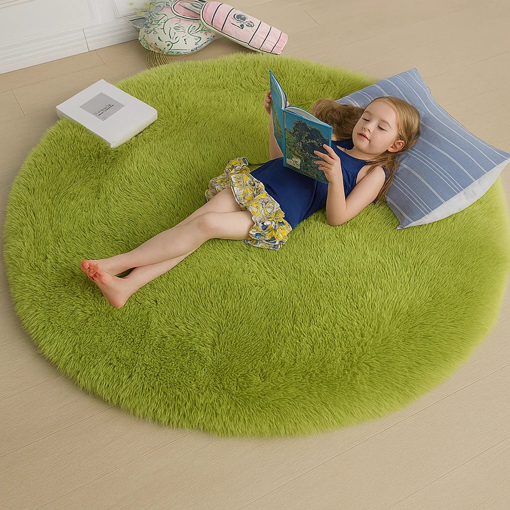 Plush Round Rug - Soft Cozy Texture for Living Room & Kids' Room 0