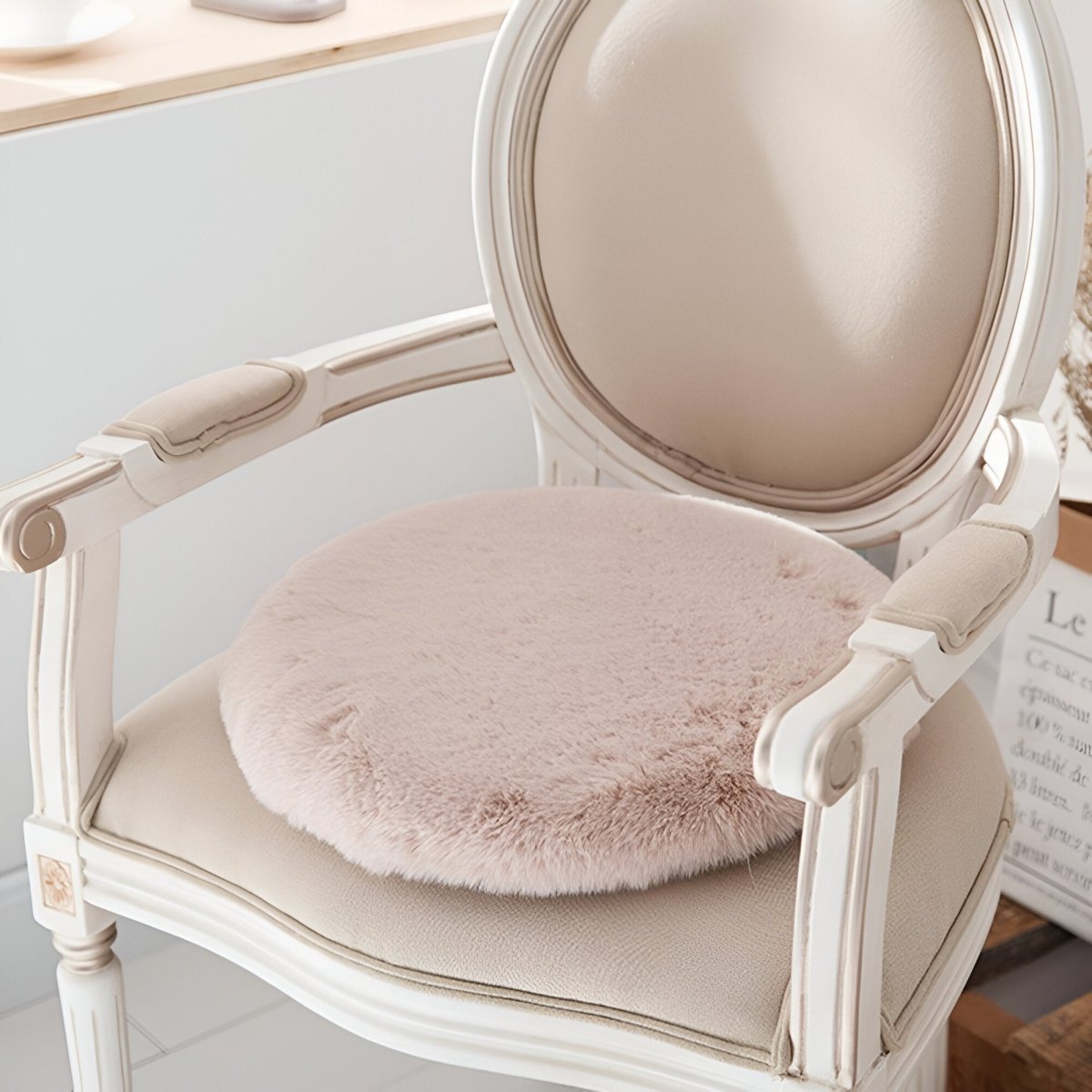Plush Round Seat Cushion 45cm – Thick Imitation Fur Chair Cushion for Ultimate Comfort and Support 1