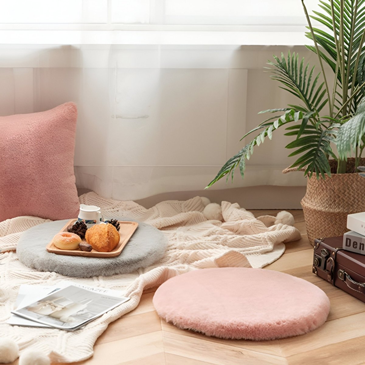 Plush Round Seat Cushion 45cm – Thick Imitation Fur Chair Cushion for Ultimate Comfort and Support 2