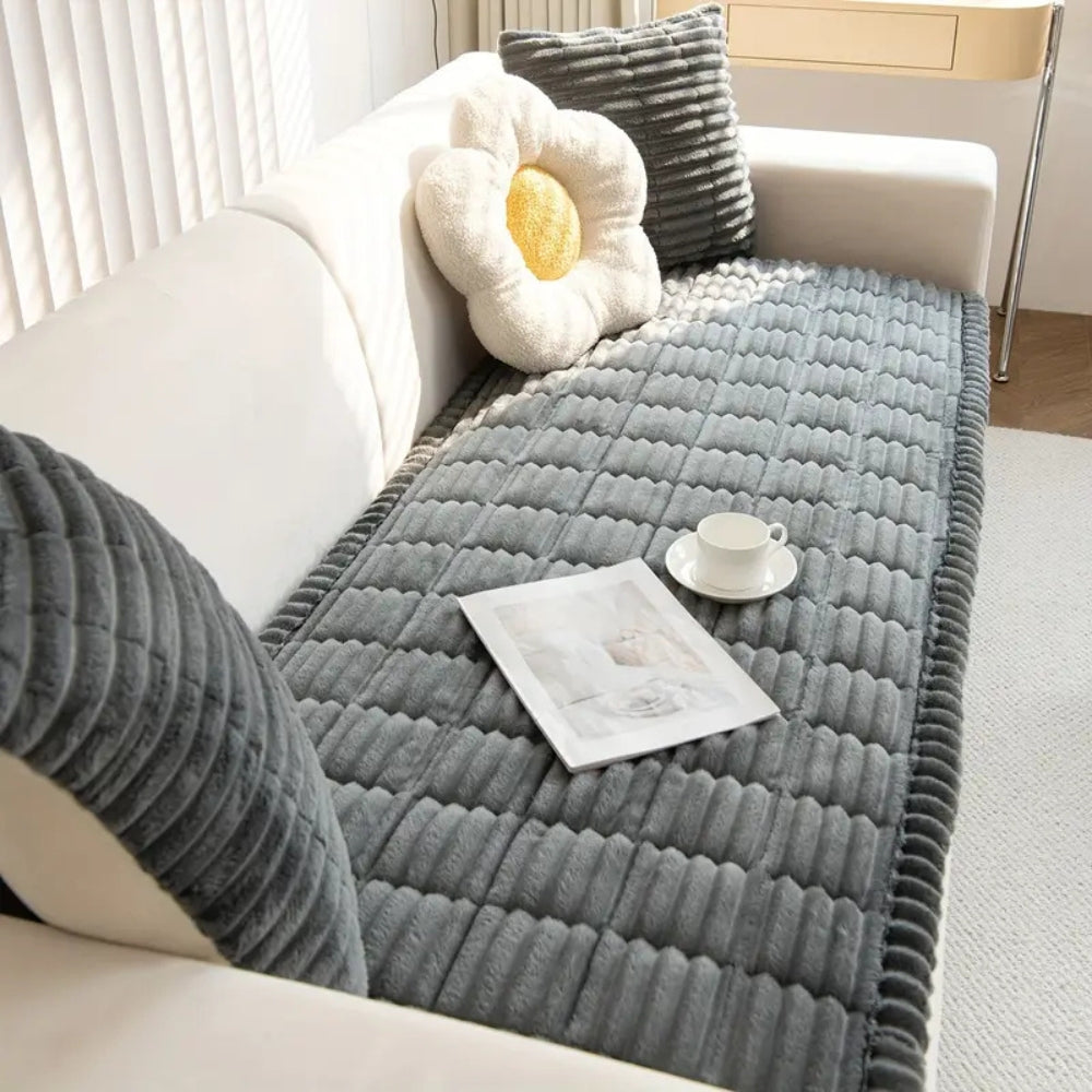 Plush Sofa Cover - Soft, Durable, Anti-Slip, Pet-Friendly Protection 0