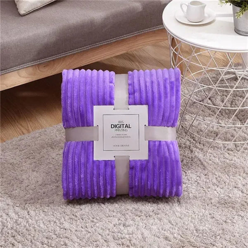 Plush Throw Blanket - Soft & Cozy Ribbed Fleece for Ultimate Comfort 0