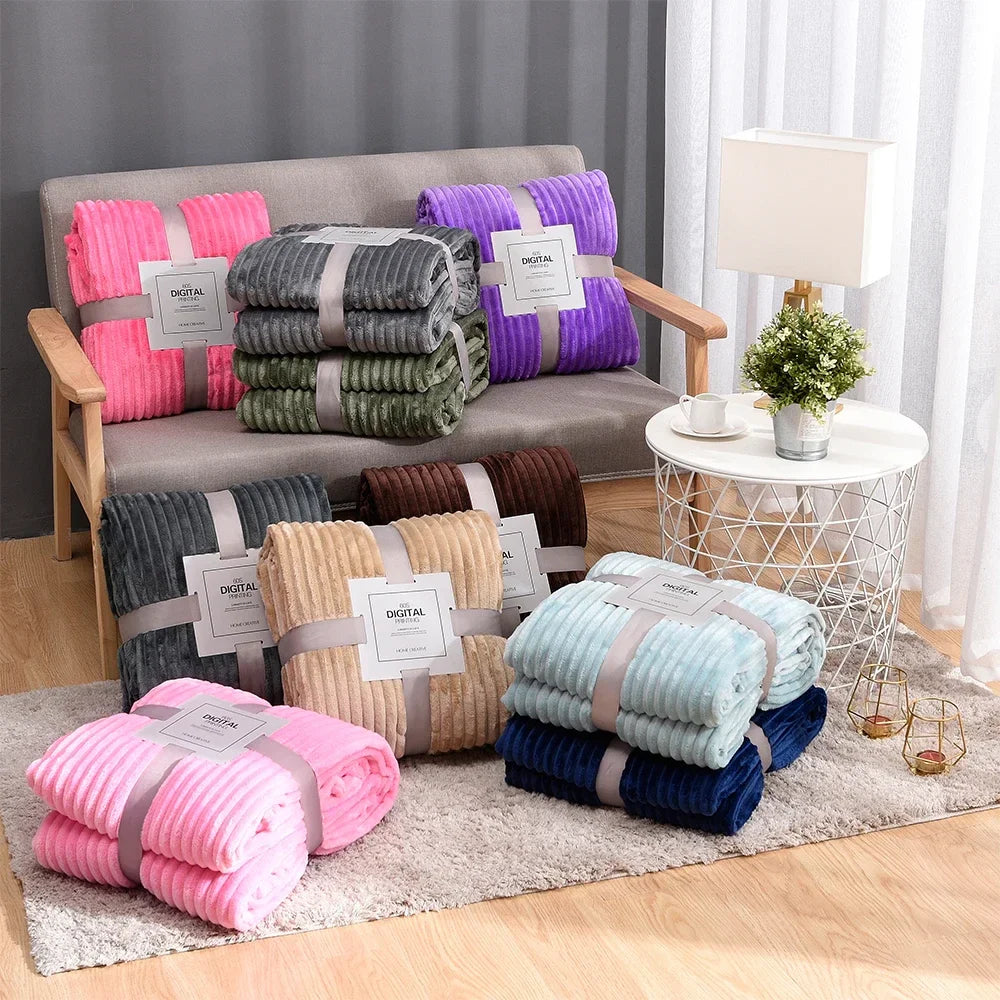 Plush Throw Blanket - Soft & Cozy Ribbed Fleece for Ultimate Comfort 1