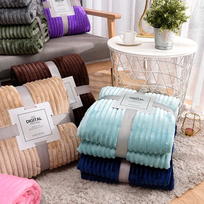 Plush Throw Blanket - Soft & Cozy Ribbed Fleece for Ultimate Comfort 2
