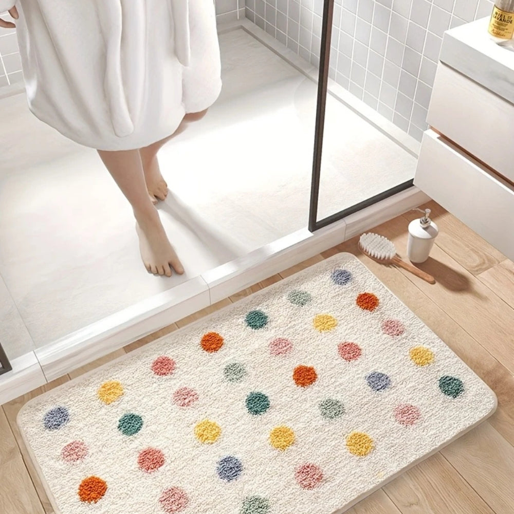 Polka Dot Bath Mat - Soft Microfiber, Quick-Dry & Non-Slip Design 2