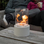 Portable Bioethanol Fireplace Glass Cylinder Tabletop Heater with Metal Base 11