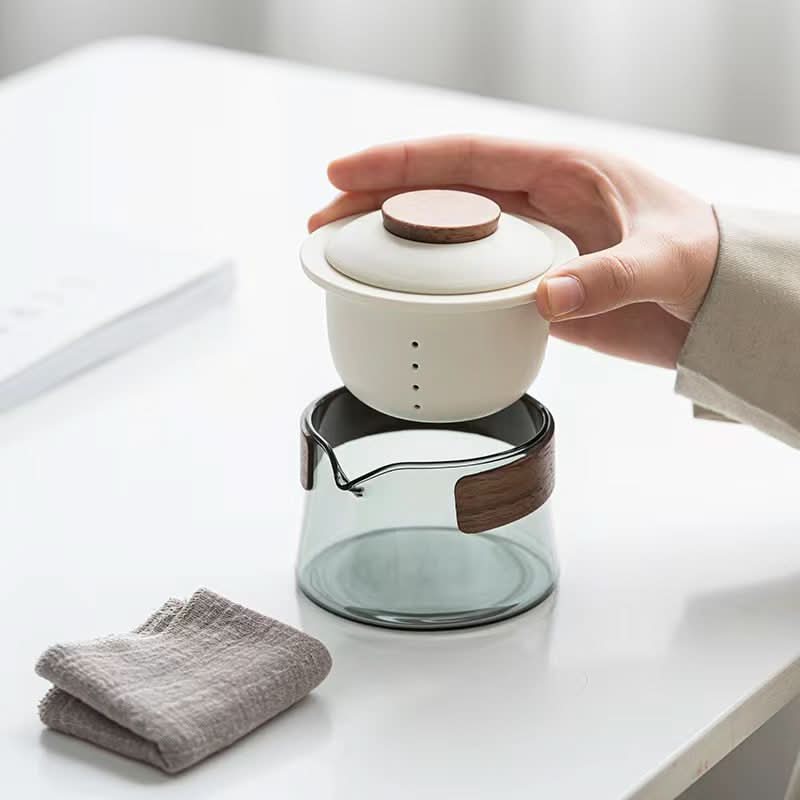 Portable Ceramic Tea Set with Teapot and Three Cups – Lightweight and Durable Tea Cup Set for Home and Travel 4