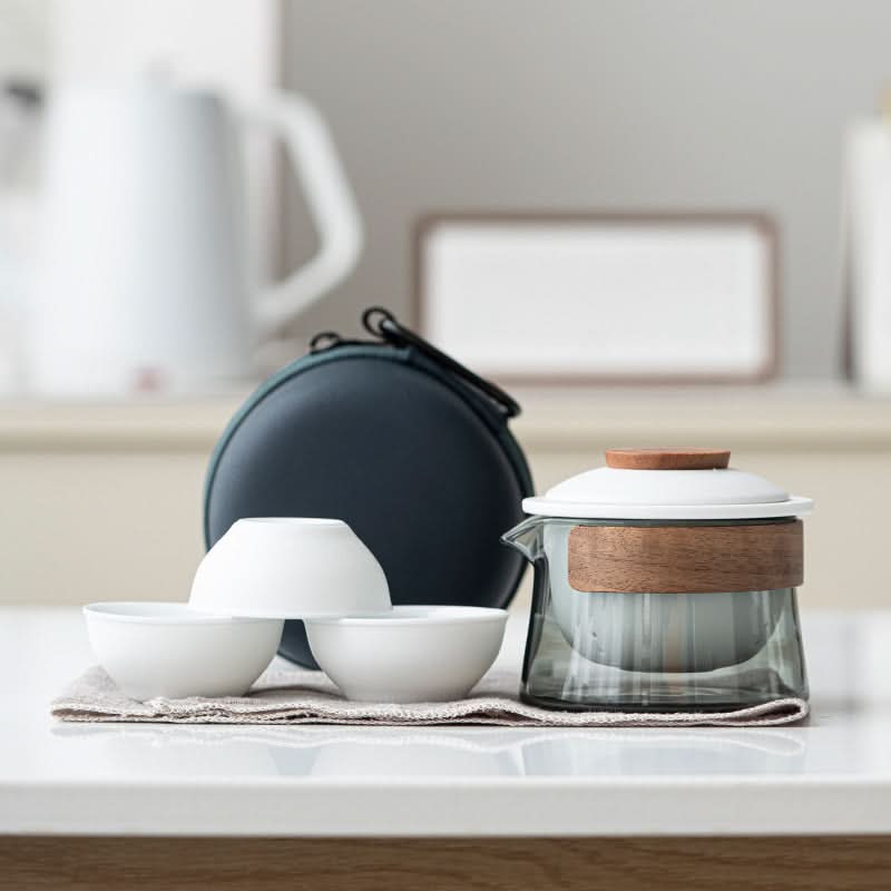 Portable Ceramic Tea Set with Teapot and Three Cups – Lightweight and Durable Tea Cup Set for Home and Travel 5