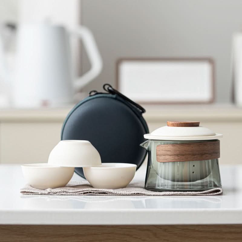 Portable Ceramic Tea Set with Teapot and Three Cups – Lightweight and Durable Tea Cup Set for Home and Travel 7