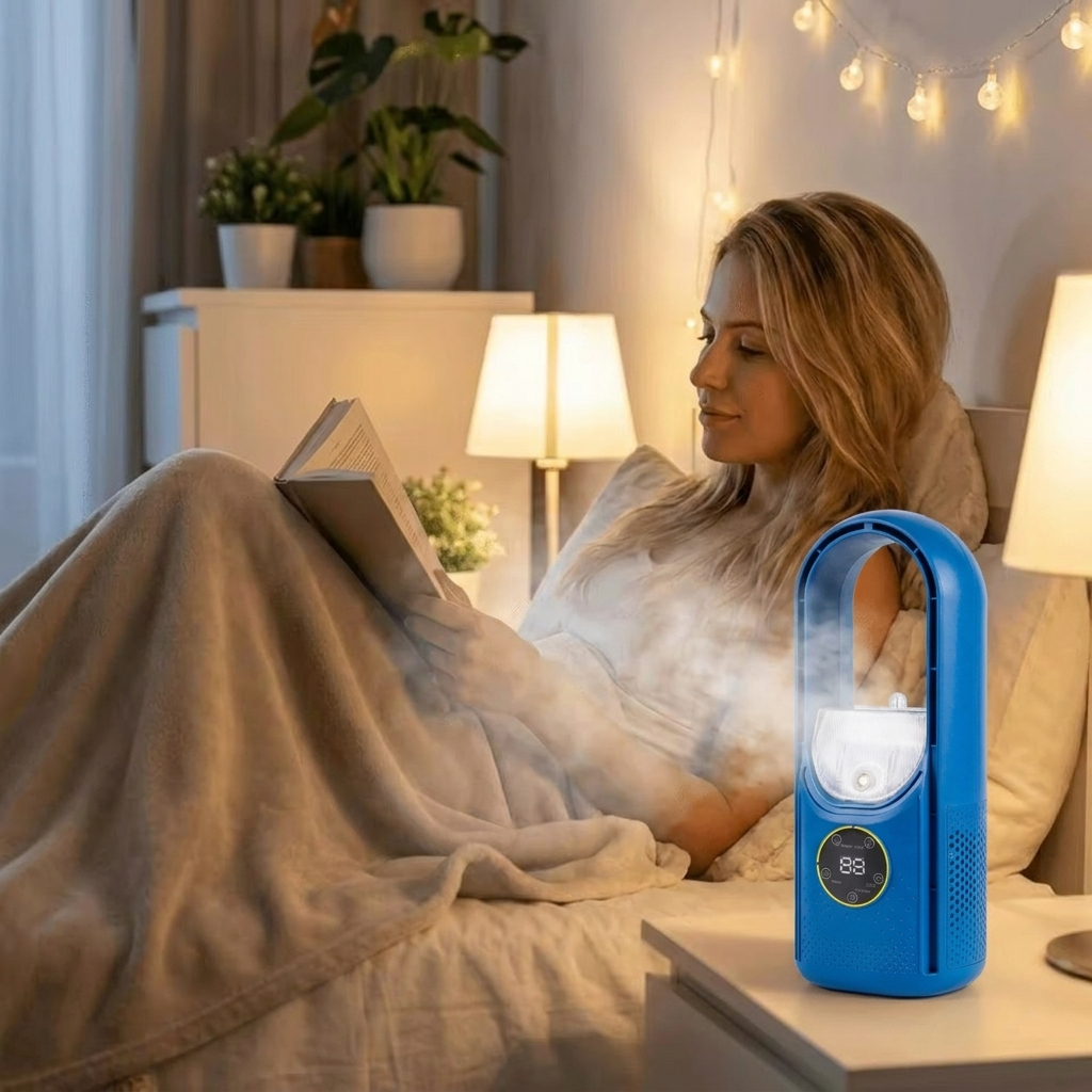 Bladeless Fan UV Air Purifier USB Powered 6 Speed Compact Tabletop Design