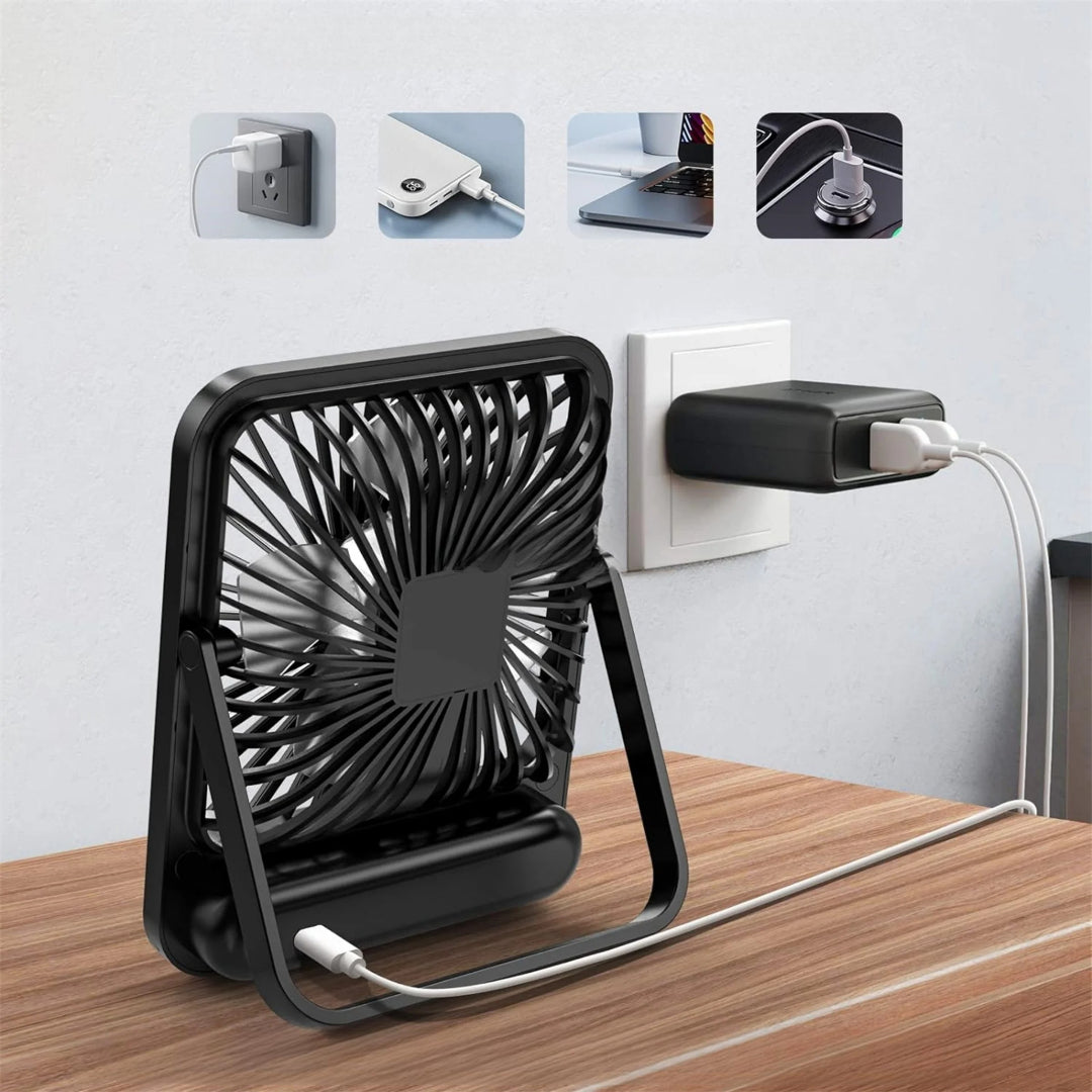 Portable Rechargeable USB Table Fan - 5-Speed Adjustable Cooling 7
