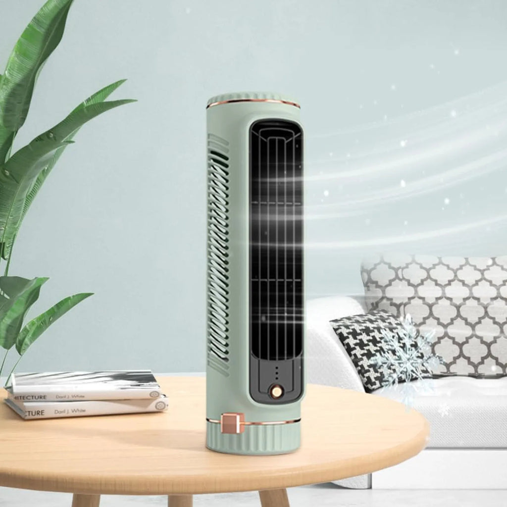 Portable Tower Fan, Bladeless Design, 360° Air Circulation, Battery Operated 1