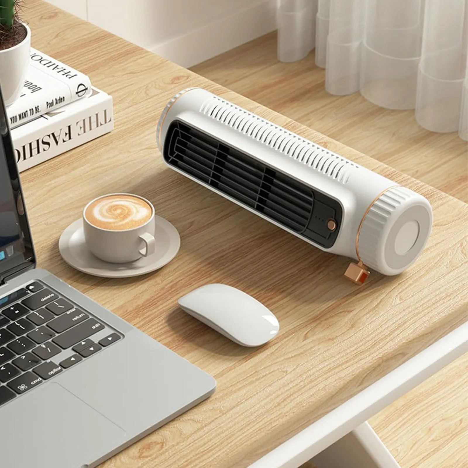 Portable Tower Fan, Bladeless Design, 360° Air Circulation, Battery Operated 2