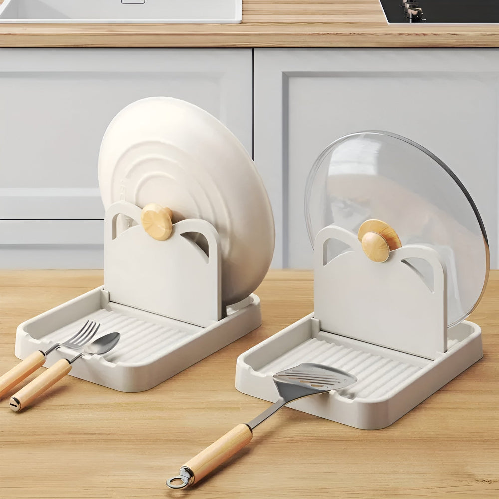 Pot Lid and Utensil Drip Holder - Space-Saving Kitchen Organizer 1