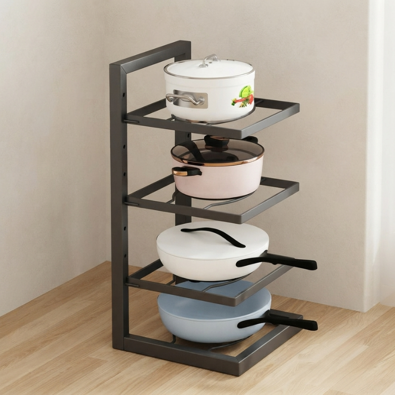 Pots and Pans Kitchen Rack Adjustable Organizer 01
