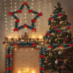 Pre-Lit Christmas Garland - 2m LED Tinsel with Red Bows for Festive Decor 5