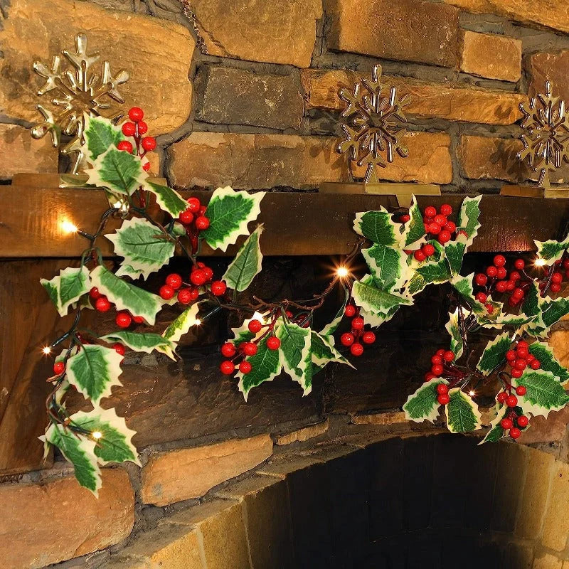 Pre Lit Christmas Garland with Lights - Holly Design for Indoor/Outdoor Use 2