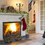 Pre Lit Christmas Garland with Lights - Holly Design for Indoor/Outdoor Use 5