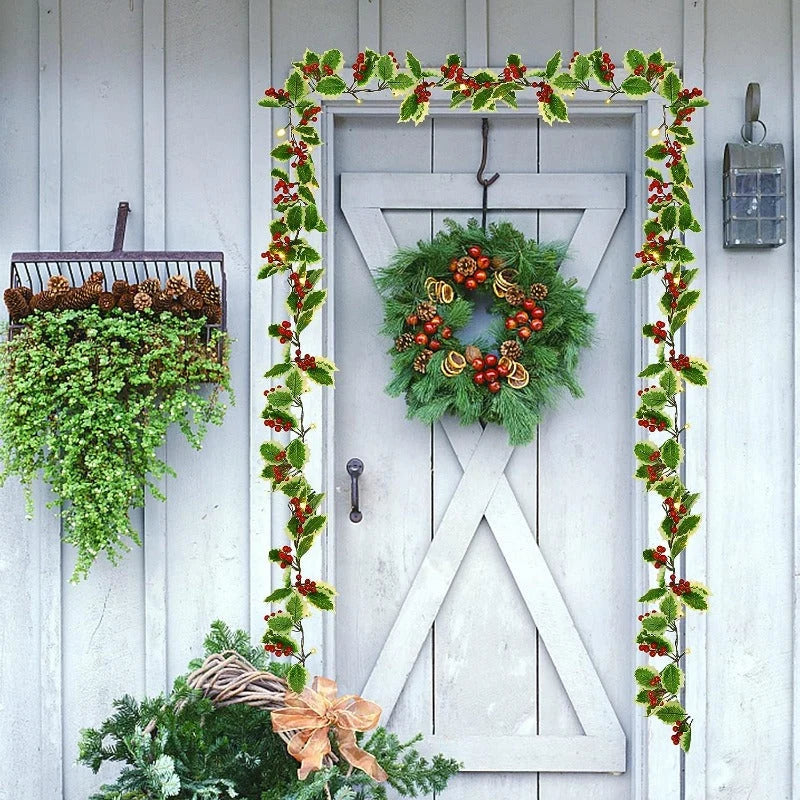 Pre Lit Christmas Garland with Lights - Holly Design for Indoor/Outdoor Use 6