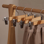 Premium Wooden Trouser Hangers with Clips – 360° Rotating Hook for Pants and Skirts Organization 1