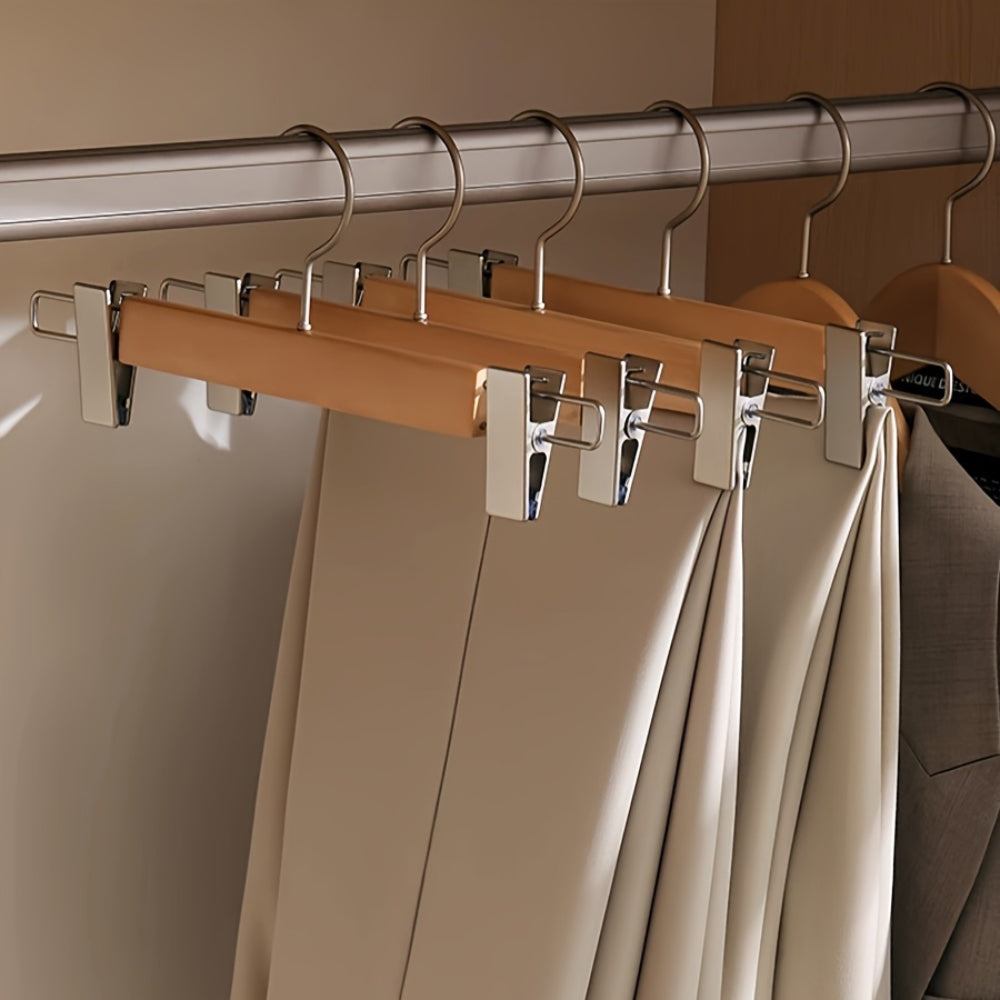 Premium Wooden Trouser Hangers with Clips – 360° Rotating Hook for Pants and Skirts Organization 5