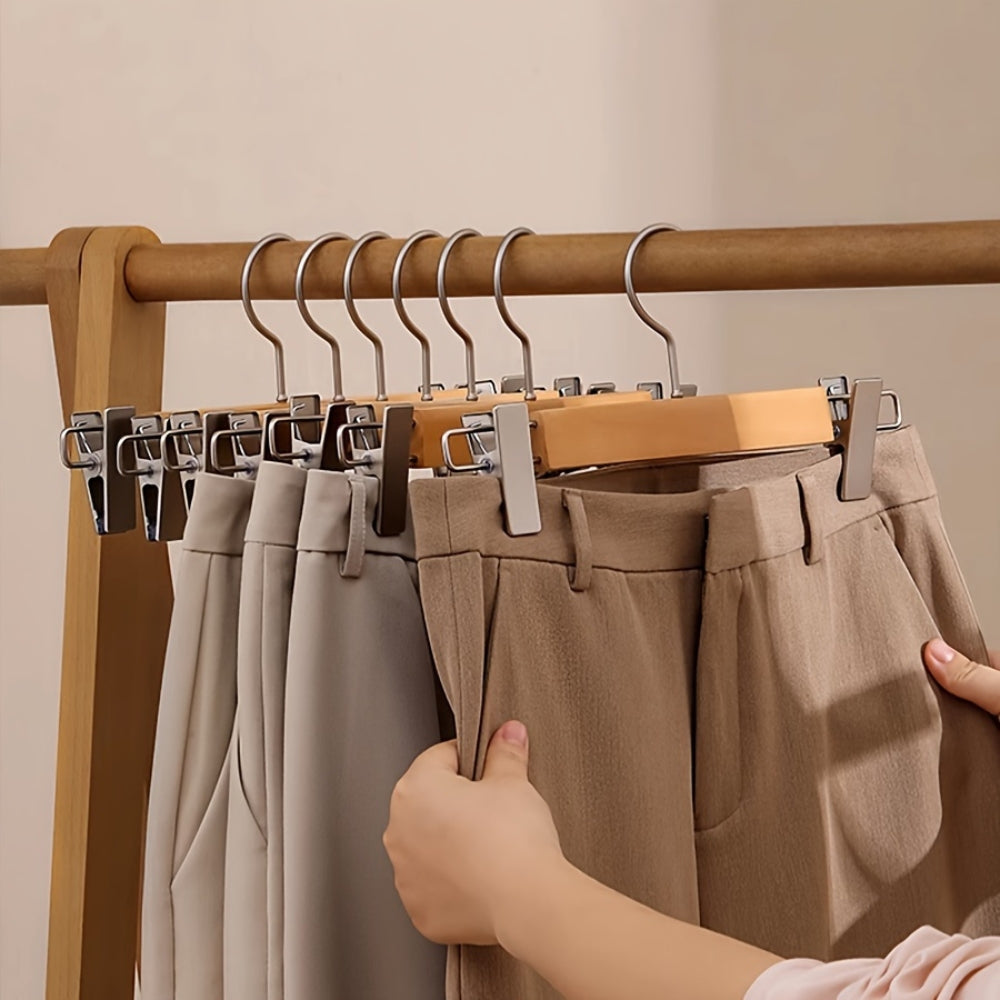 Premium Wooden Trouser Hangers with Clips – 360° Rotating Hook for Pants and Skirts Organization 6
