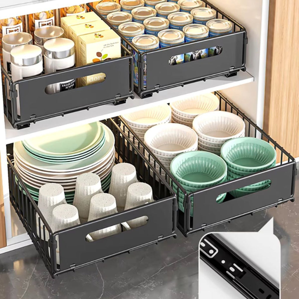 Pull-Out Kitchen Organizer – Durable Metallic Steel Pantry Storage Rack for Easy Access and Efficient Pantry Organization 8