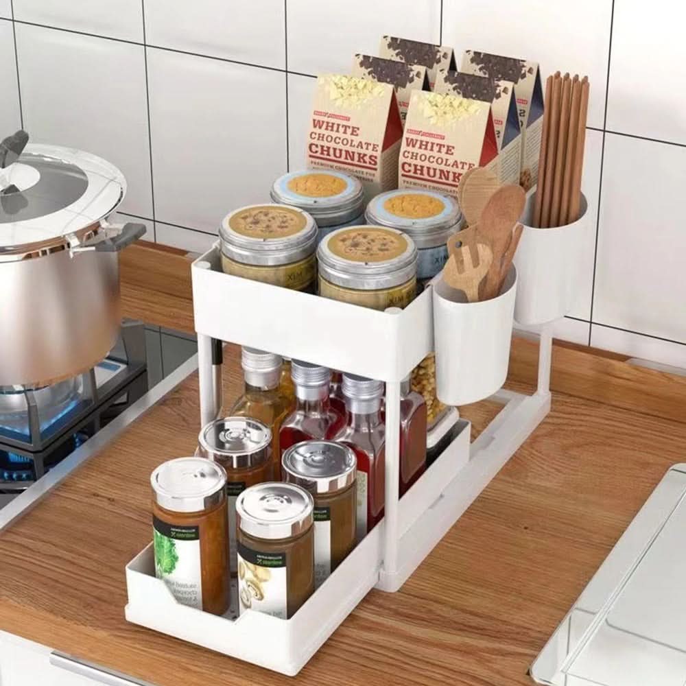 Pull-Out Sliding Rack Organizer - Efficient Kitchen & Pantry Organization 1