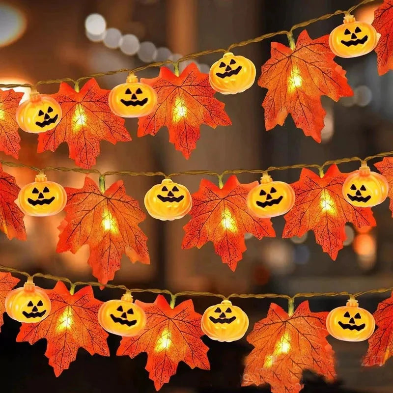 Pumpkin Leaf String Lights - Warm LED Fall Decor for Halloween & Thanksgiving 4