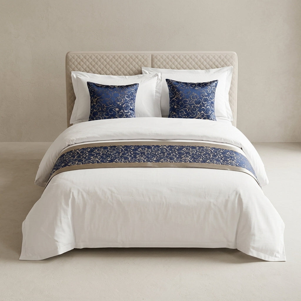 Queen Bed Runner Polyester Cotton Blend Solid Colour 1