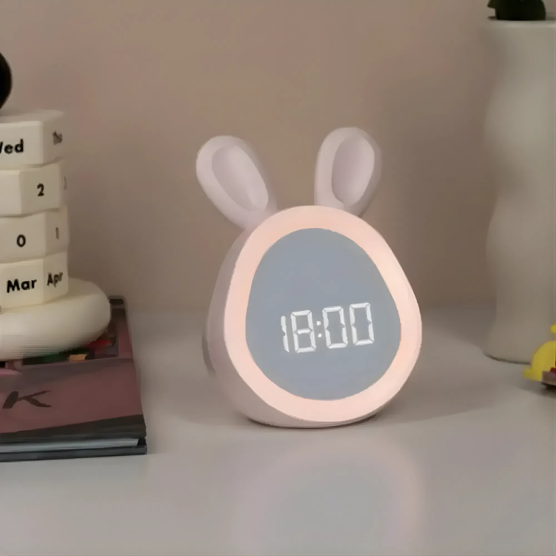 Rabbit Digital Alarm Clock with Night Light – LED Display for Kids' Rooms, Voice Activated and Rechargeable, Cute Design 5