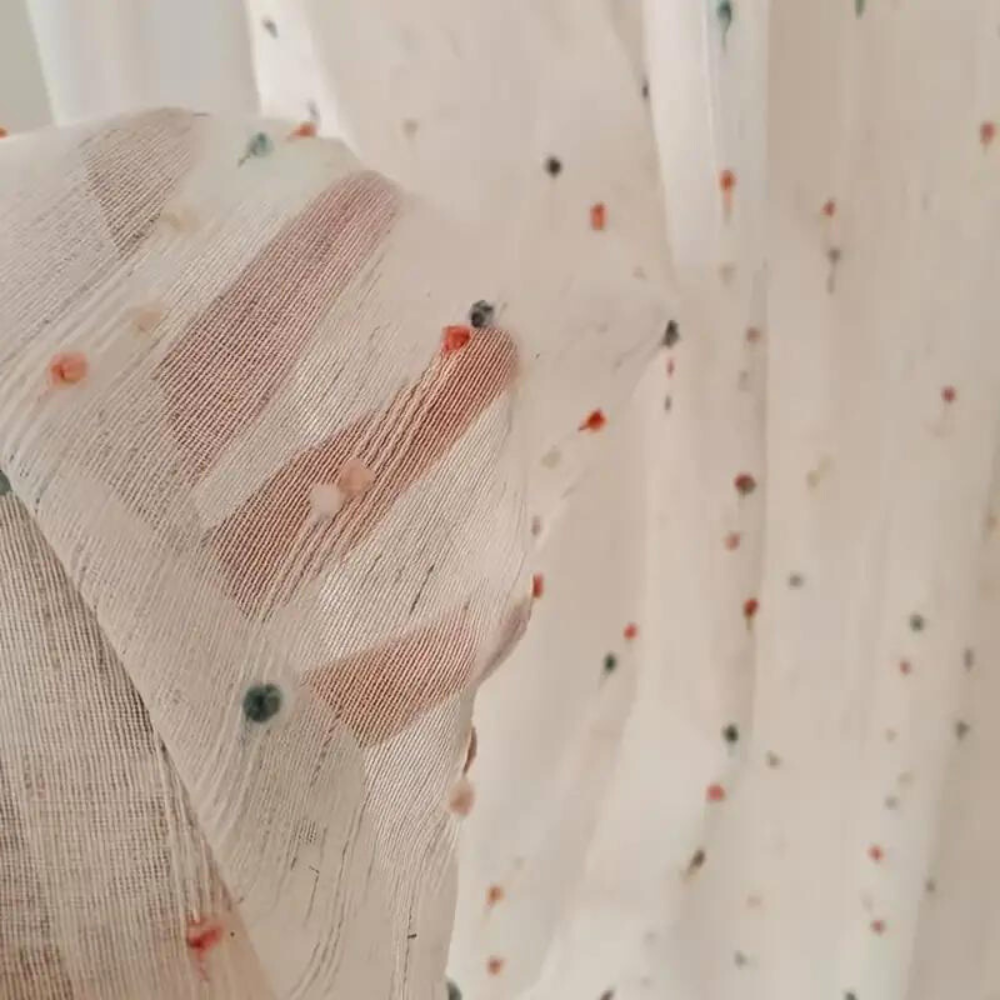 Rainbow Tulle Curtain - Semi-Sheer, Embroidered Design for Bright Spaces 2