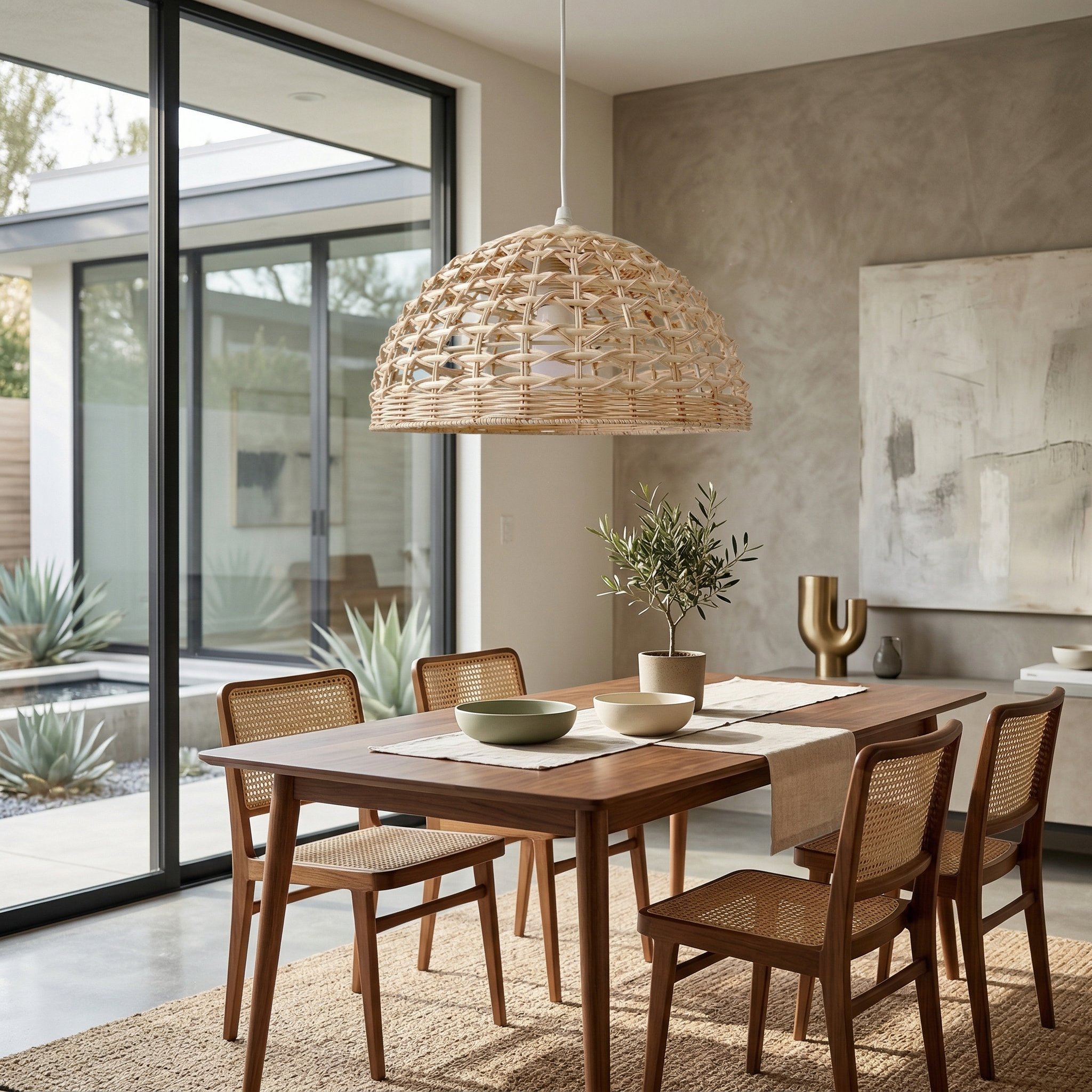 Rattan Pendant Light - Handwoven Design for Cozy Kitchen & Dining Spaces 1
