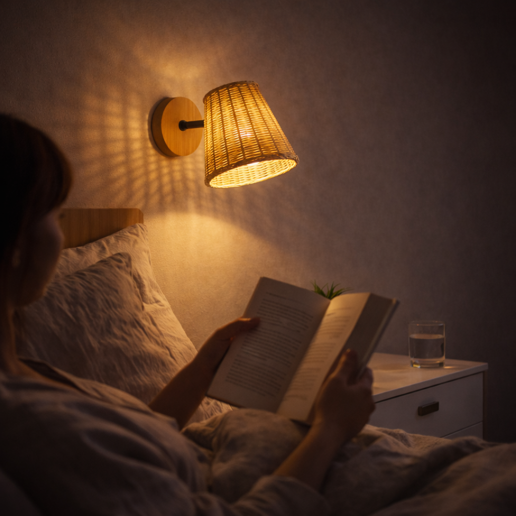 Rattan Wall Sconce - Handcrafted, Adjustable Illumination 3