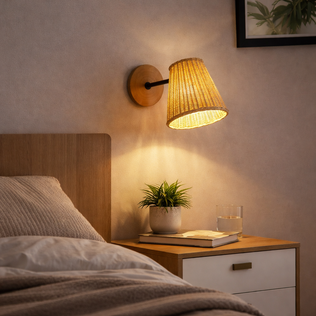 Rattan Wall Sconce - Handcrafted, Adjustable Illumination 5