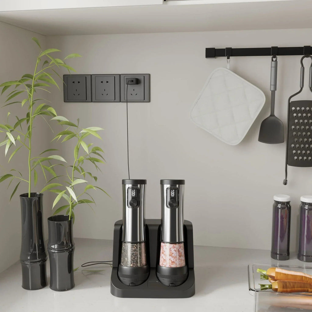 Rechargeable Electric Salt and Pepper Grinder Set with Adjustable Grind – Ergonomic Design for Fine to Coarse Seasoning 3