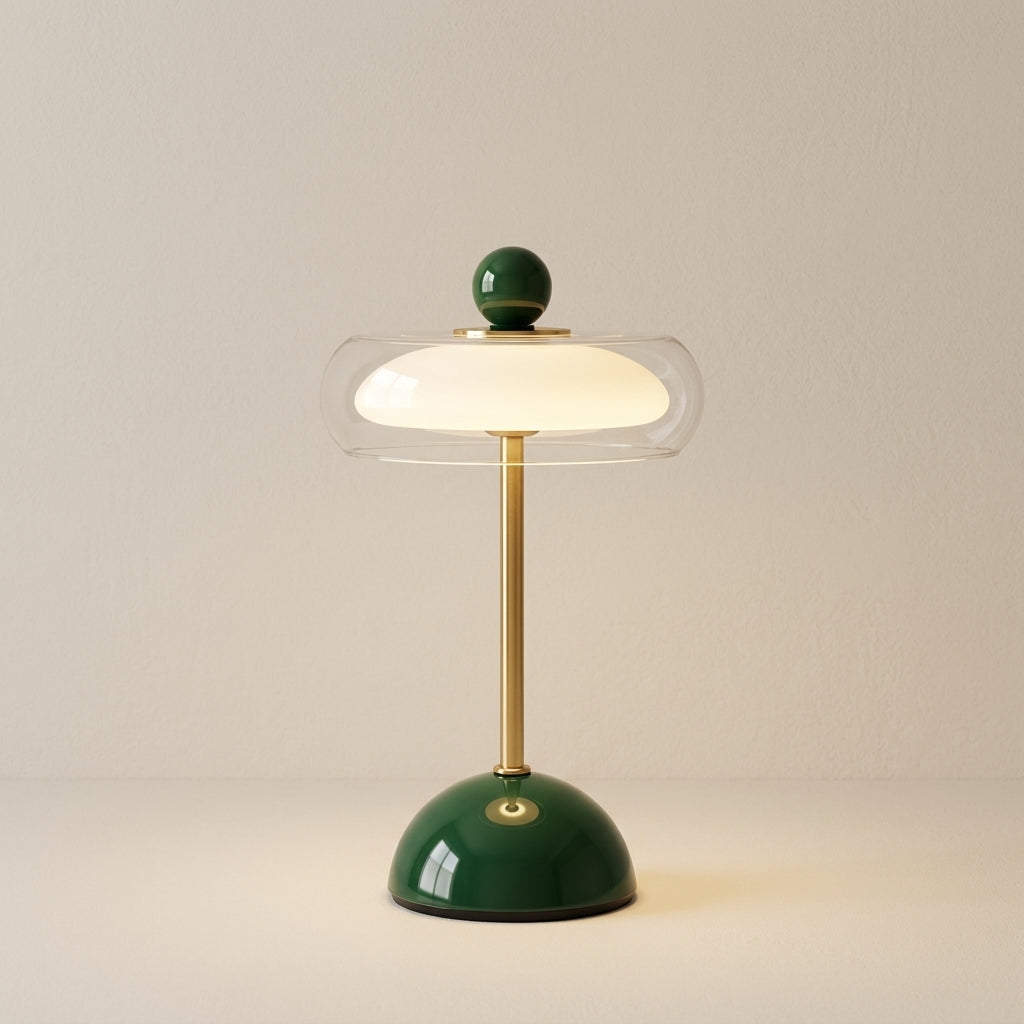 Rechargeable Glass Table Lamp Touch Dimmable USB-C Retro Design 1