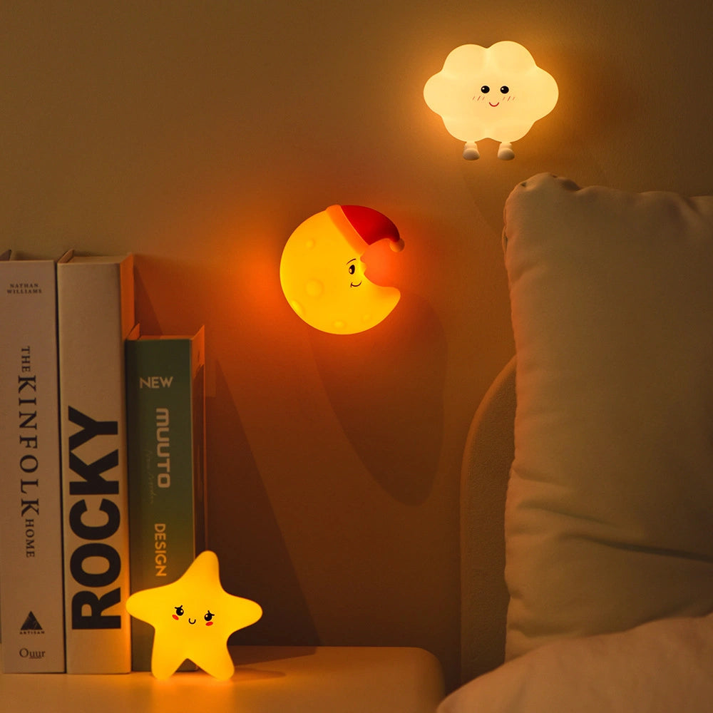 Rechargeable Night Light in Moon, Star, and Cloud Designs – Soothing Glow for Bedrooms and Nurseries 1