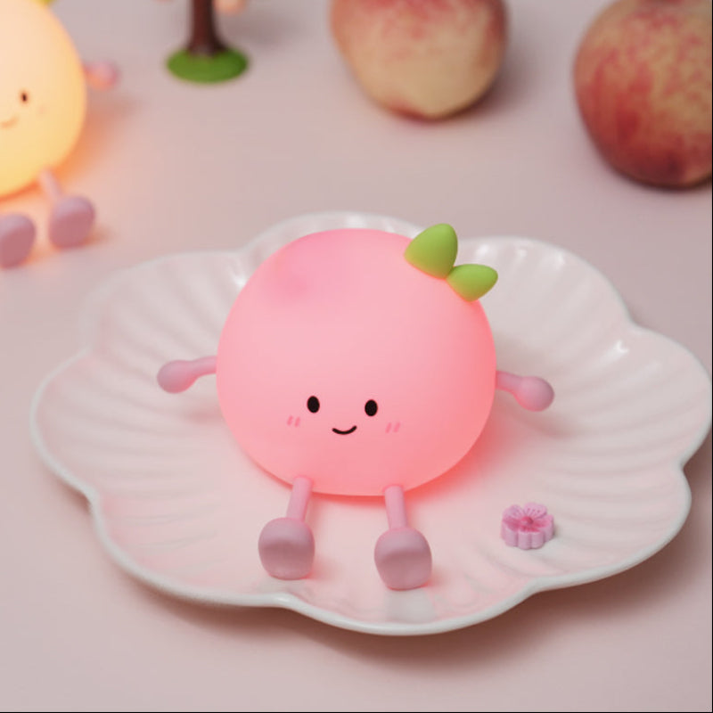 Rechargeable Silicone Peach Night Light with 7-Color Tap Control for Kids' Rooms – Soft, Safe & Durable Night Lamp 2