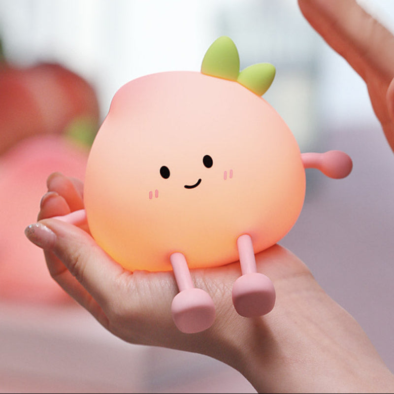 Rechargeable Silicone Peach Night Light with 7-Color Tap Control for Kids' Rooms – Soft, Safe & Durable Night Lamp 3