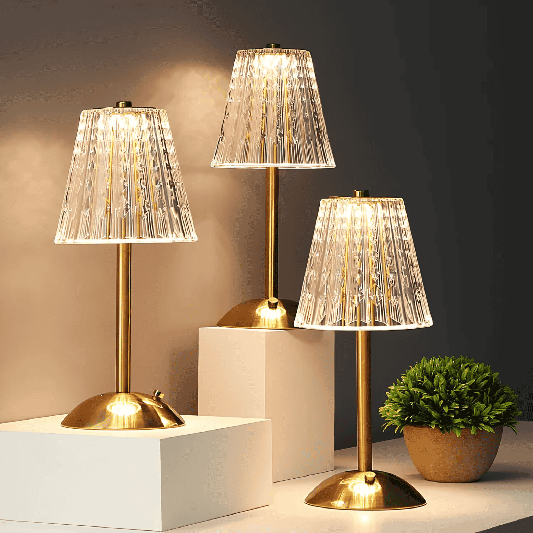 Rechargeable Table Lamp - Cordless Touch Dimming with Crystal Shade 5