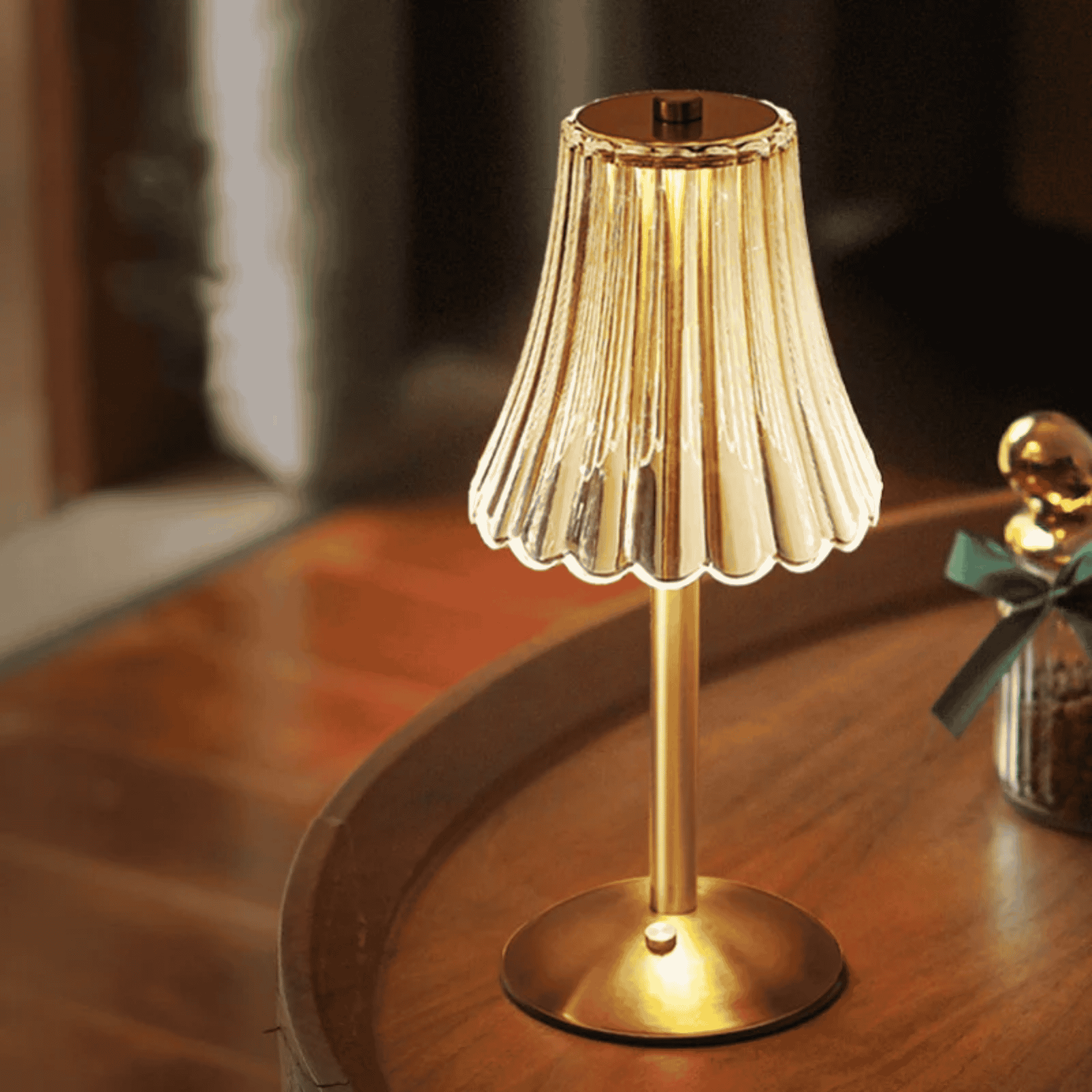 Rechargeable Table Lamp - Cordless Touch Dimming with Crystal Shade 8