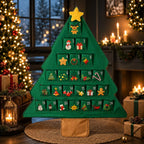 Refillable Christmas Tree Advent Calendar with 24 Pockets for Custom Holiday Countdown – Durable Fabric Decoration 0