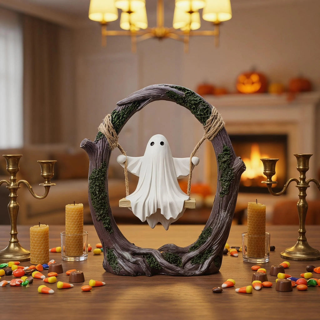 Resin Ghost Swing Statue - Durable Halloween Decoration for Indoor & Outdoor Use 1