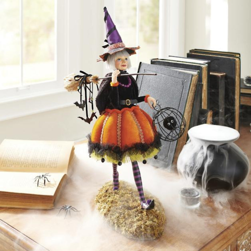 Resin Witch Figurine - Colorful Halloween Decoration for Indoor Use 0