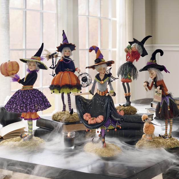 Resin Witch Figurine - Colorful Halloween Decoration for Indoor Use 1
