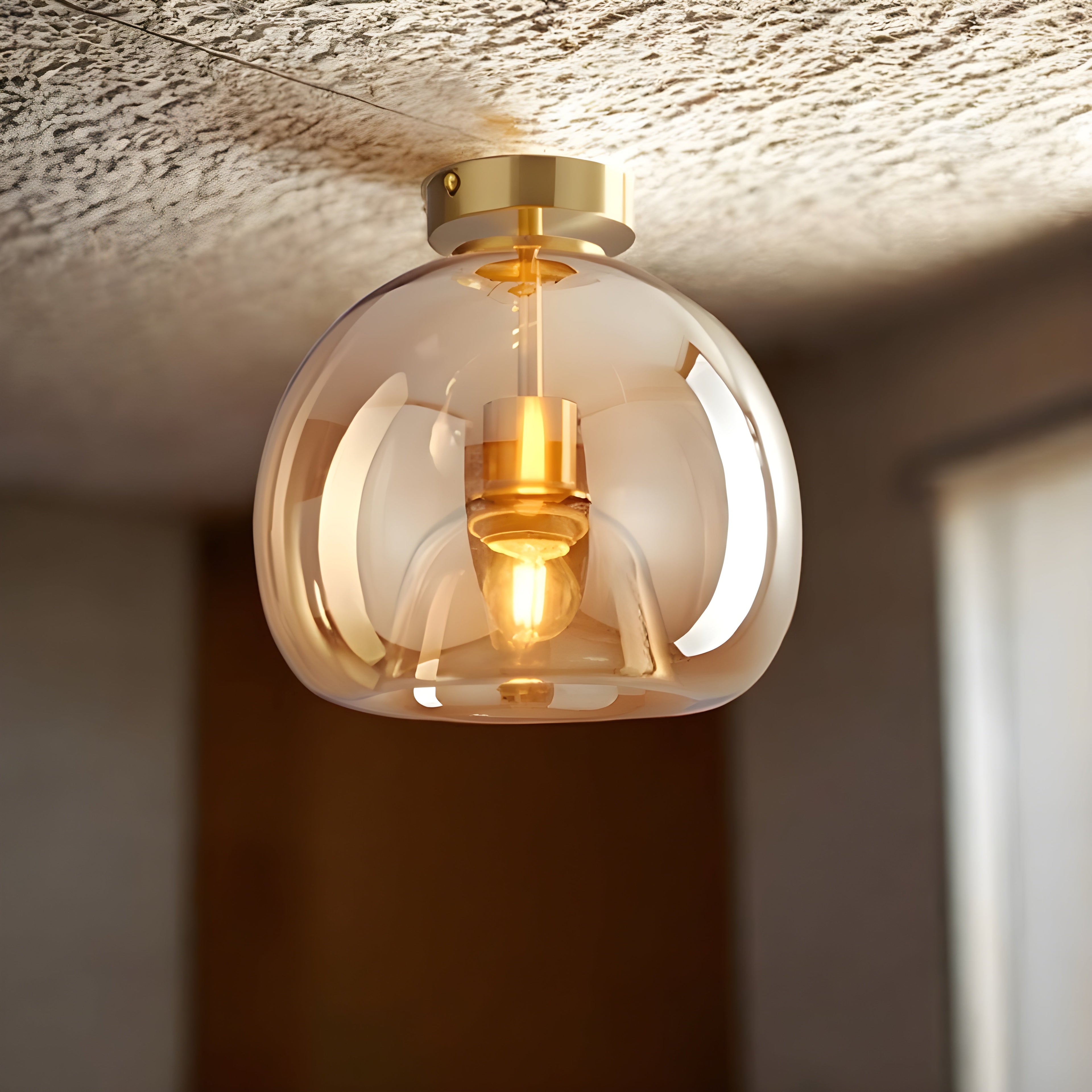 Retro Globe Flush Mount Ceiling Light - Vintage Style with LED Efficiency 0