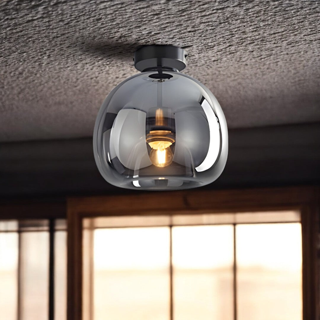 Retro Globe Flush Mount Ceiling Light - Vintage Style with LED Efficiency 2
